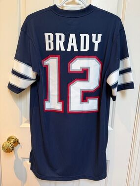 NFL Team Apparel sz M Tom Brady 12 New England Patriots jersey blue white red